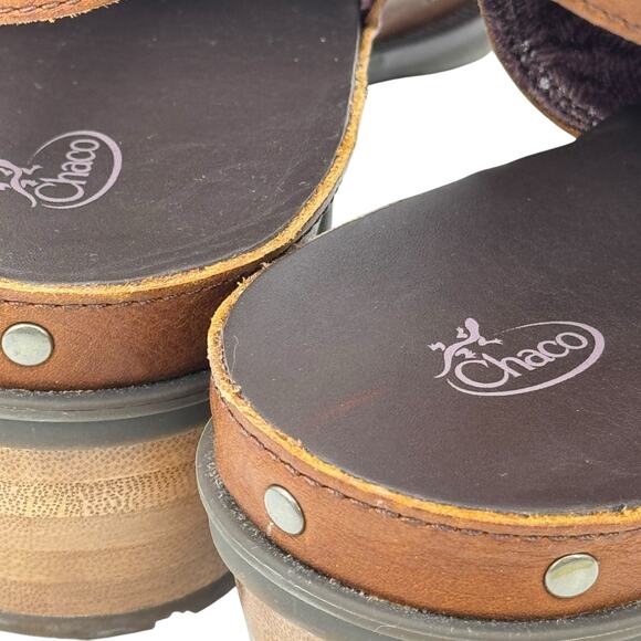 Chaco Cataluna Clog JCH107482 Women's Brown Leather 11 Heeled Boot NEW Comfort - Picture 8 of 10